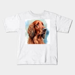 Watercolor Portrait of a Red Irish Setter Kids T-Shirt